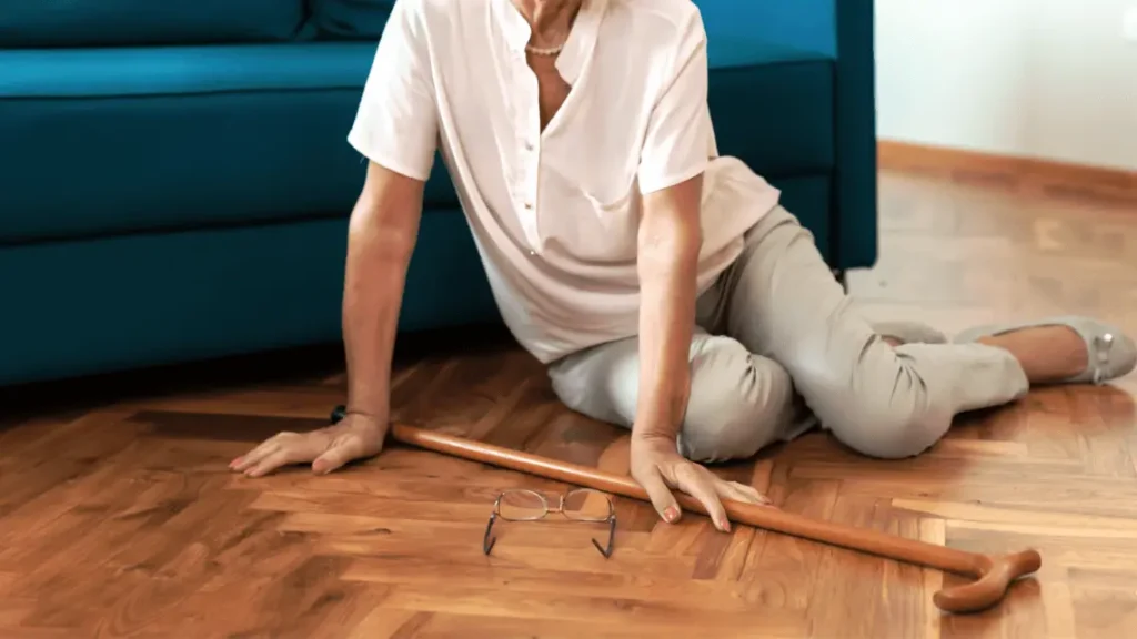 lady fell on floor