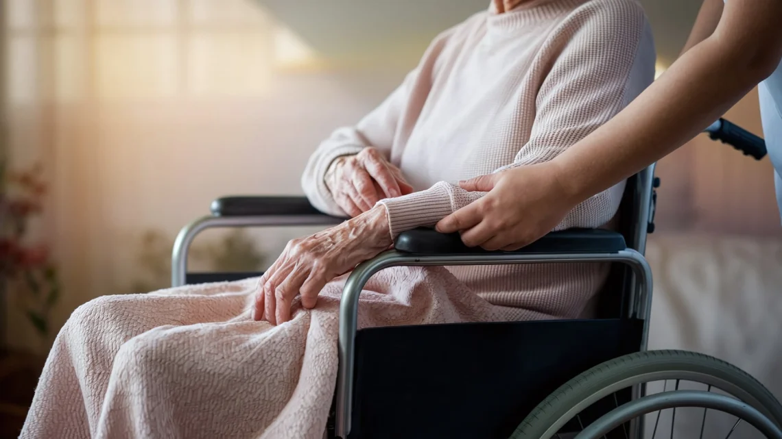 Elderly women in a wheel chair